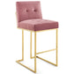 Privy Gold Stainless Steel Performance Velvet Bar Stool by Modway