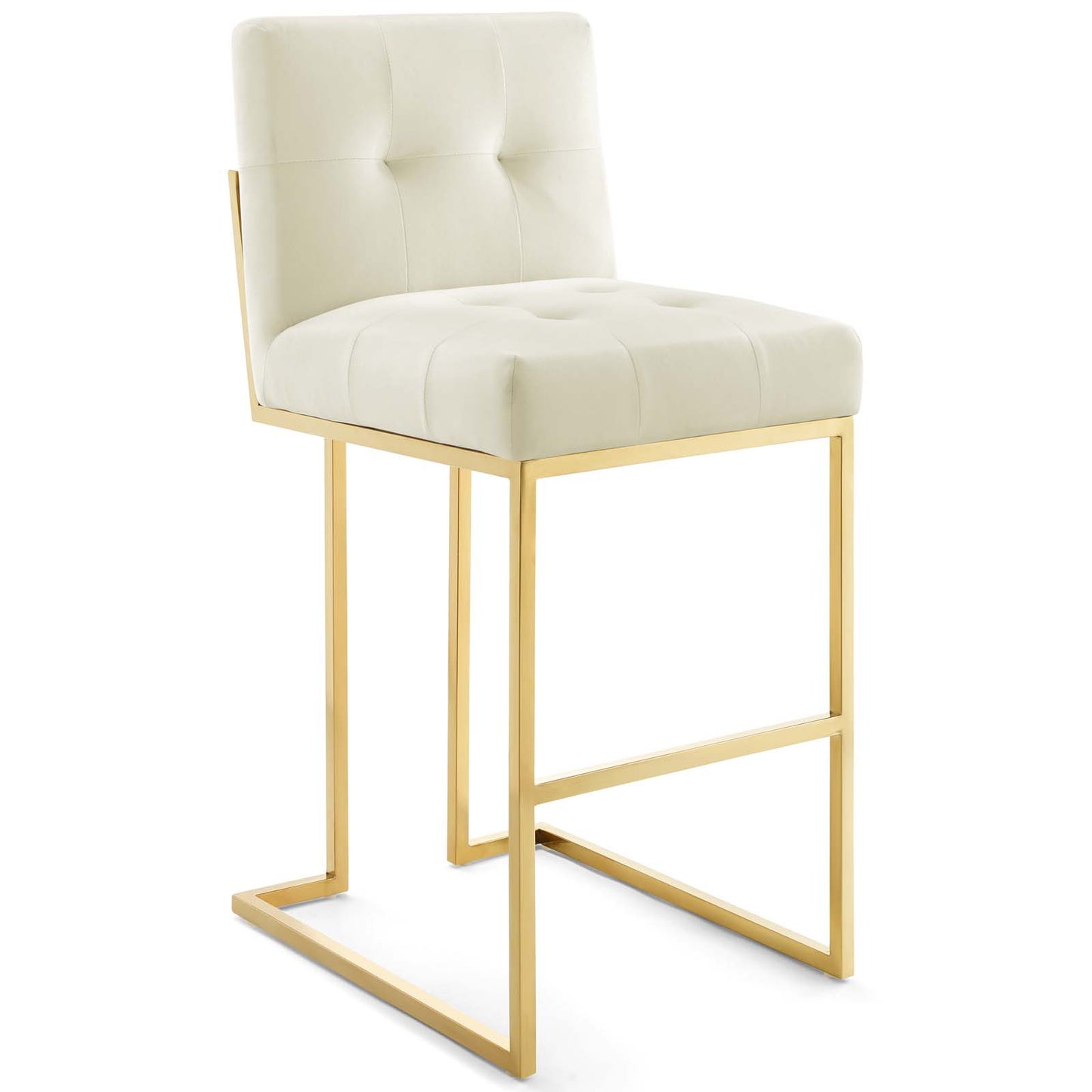 Privy Gold Stainless Steel Performance Velvet Bar Stool by Modway