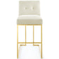 Privy Gold Stainless Steel Performance Velvet Bar Stool by Modway