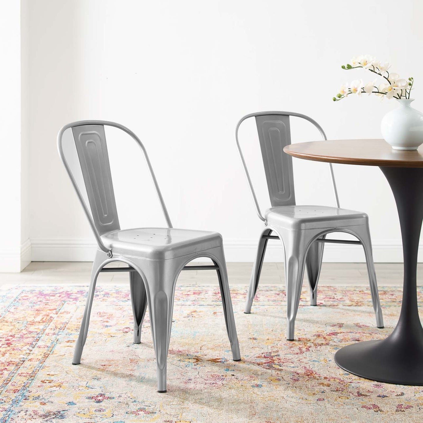 Promenade Bistro Dining Side Chair (Set of 2) Silver by Modway