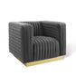 Charisma Channel Tufted Performance Velvet Accent Armchair | Polyester by Modway