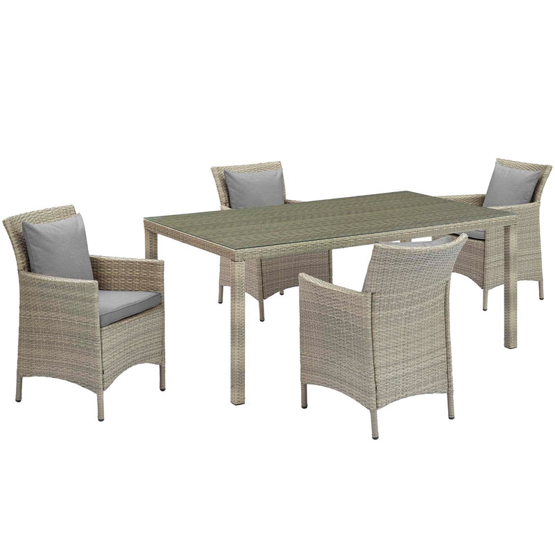 Conduit 5 Piece Outdoor Patio Wicker Rattan Dining Set by Modway