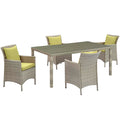 Conduit 5 Piece Outdoor Patio Wicker Rattan Dining Set by Modway