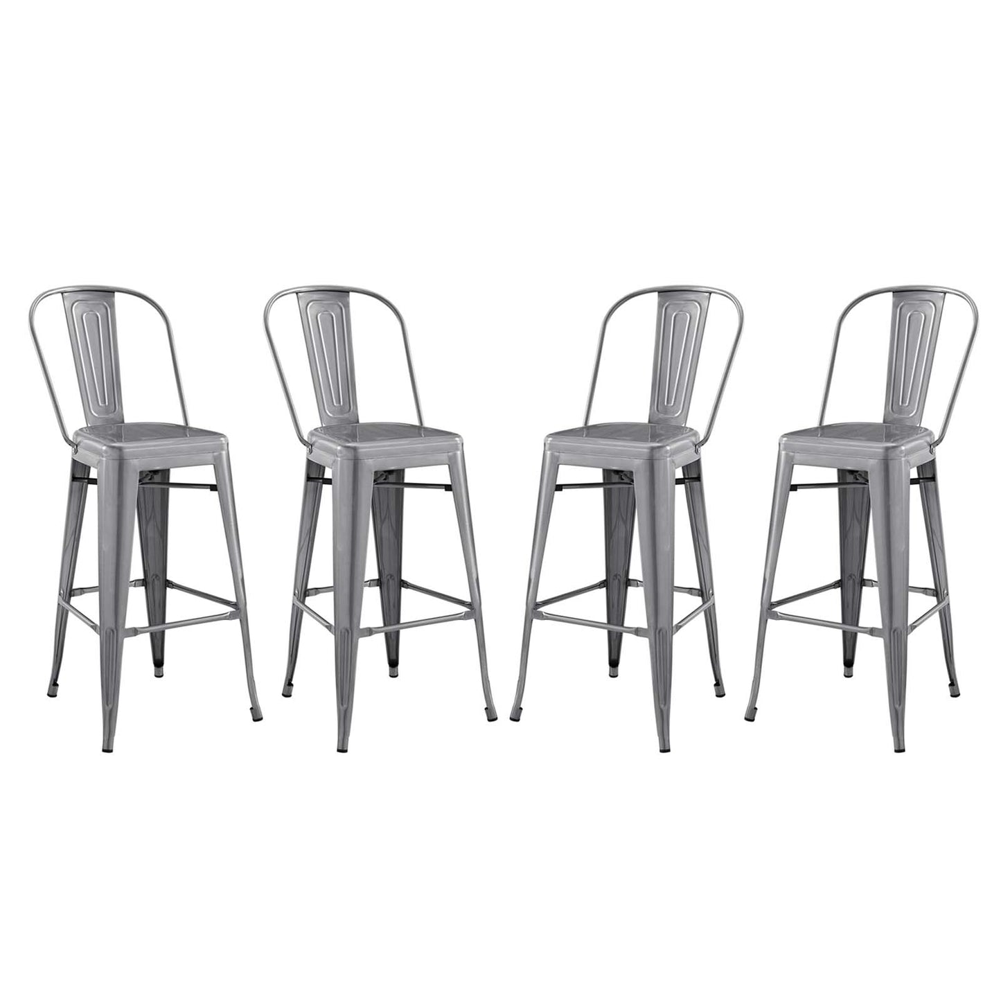 Promenade Bar Side Stool Set of 4 Gunmetal by Modway