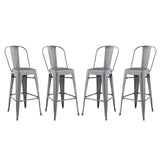 Promenade Bar Side Stool Set of 4 Gunmetal by Modway