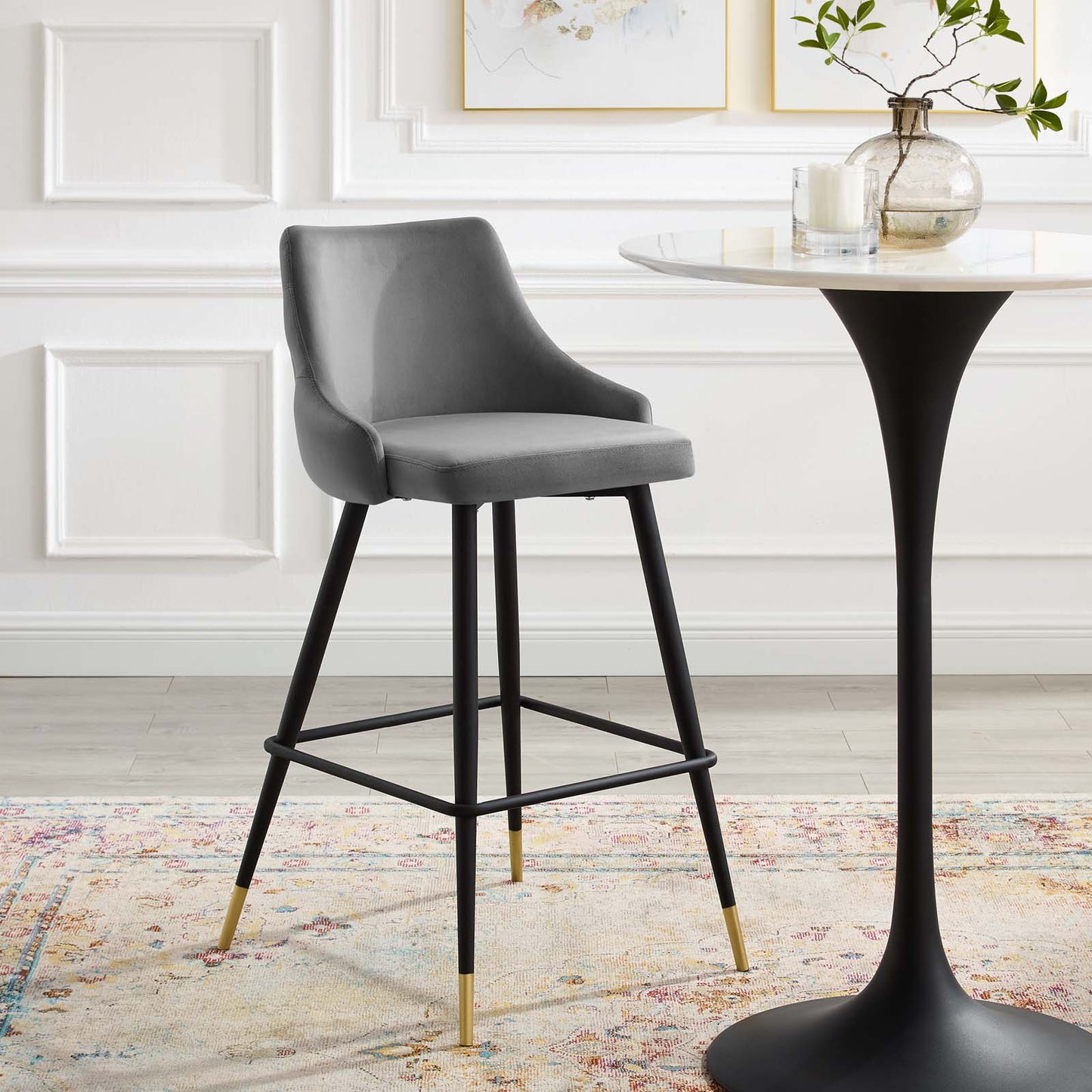 Adorn Performance Velvet Bar Stool White by Modway