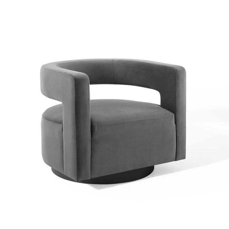 Spin Cutaway Performance Velvet Swivel Armchair | Polyester by Modway