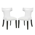 Curve Dining Chair Vinyl Set of 2 White by Modway