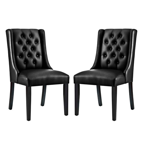 Baronet Dining Chair Vinyl Set of 2 Black by Modway