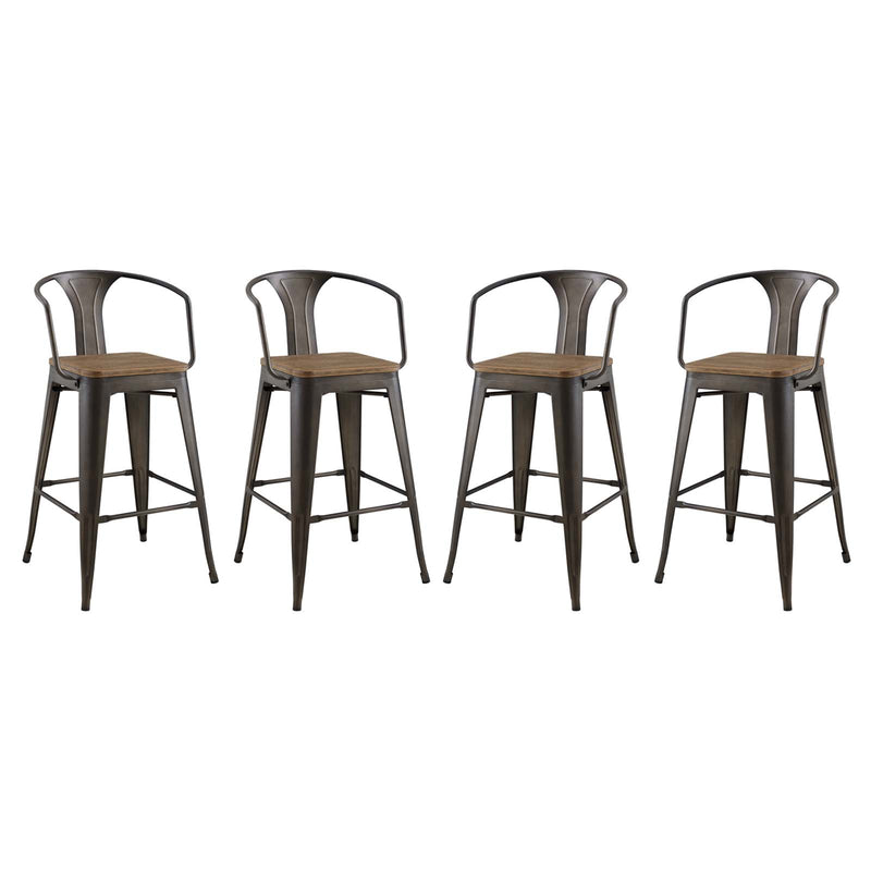 Promenade Bar Stool Set of 4 Brown by Modway