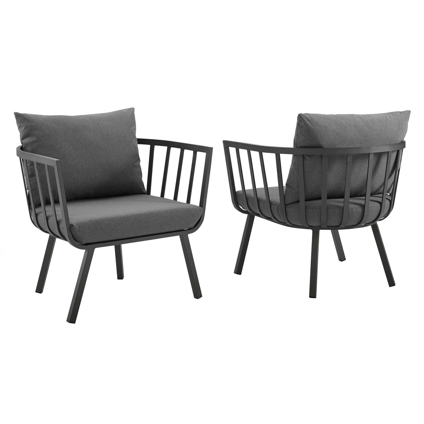 Riverside Outdoor Patio Aluminum Armchair Set of 2 by Modway