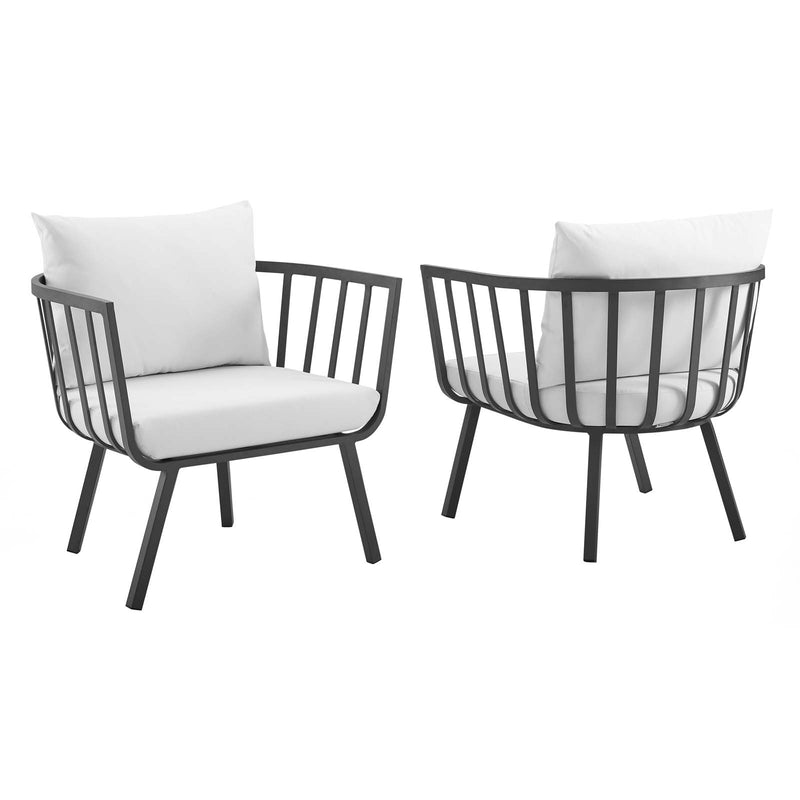 Riverside Outdoor Patio Aluminum Armchair Set of 2 by Modway