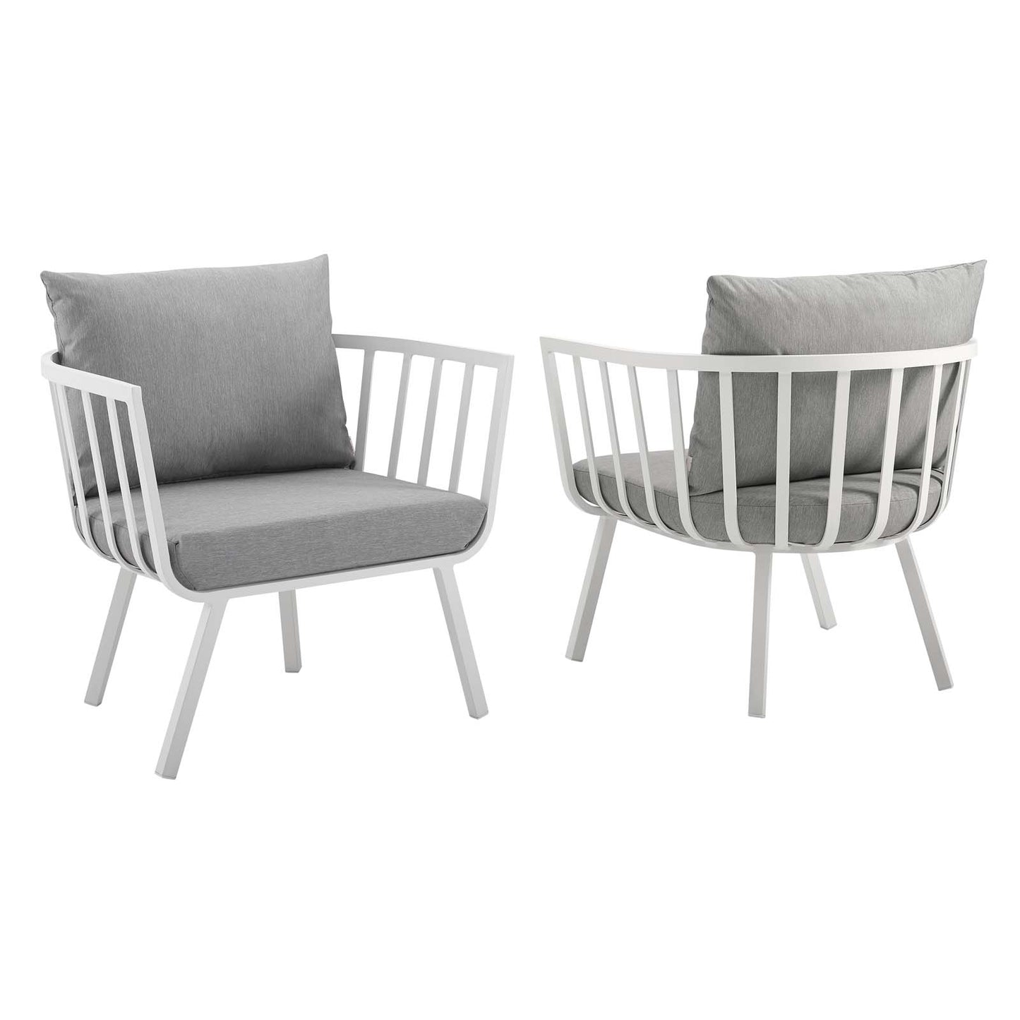 Riverside Outdoor Patio Aluminum Armchair Set of 2 by Modway