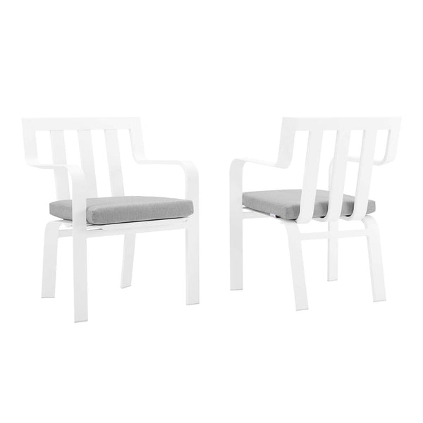 Baxley Outdoor Patio Aluminum Armchair Set of 2 in Gray/White by Modway