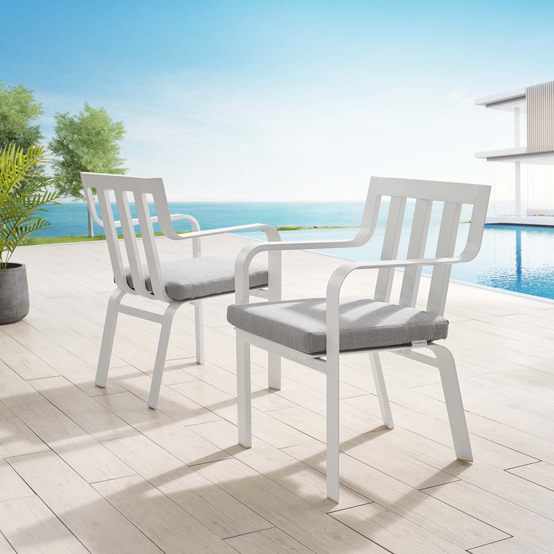 Baxley Outdoor Patio Aluminum Armchair Set of 2 in Gray/White by Modway