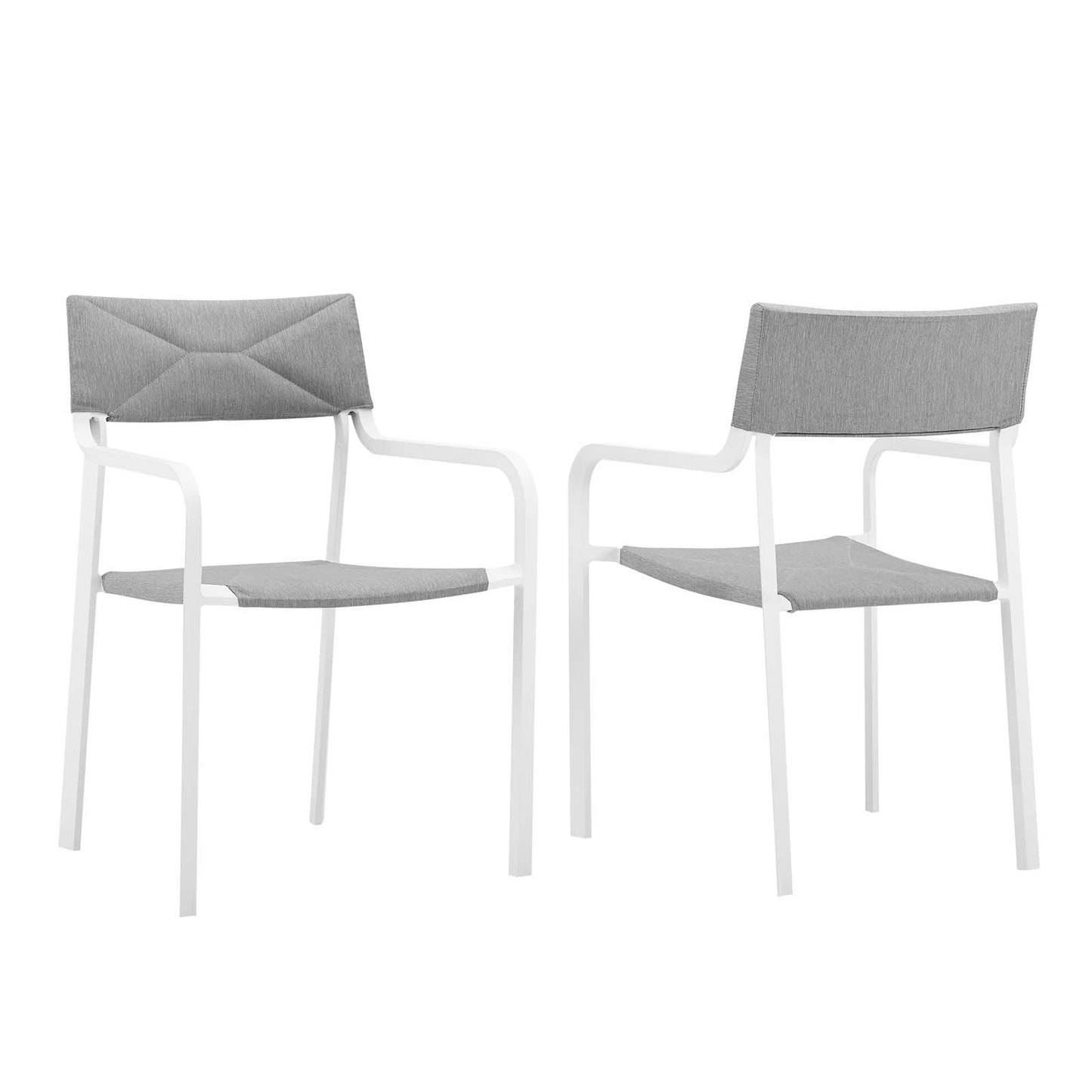 Raleigh Outdoor Patio Aluminum Armchair Set of 2 in White/Gray by Modway