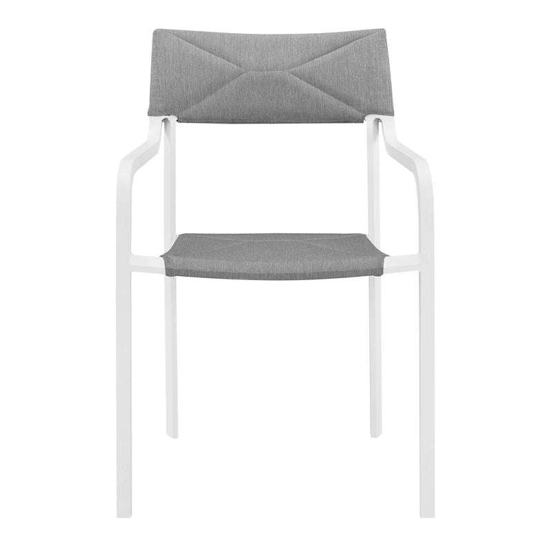 Raleigh Outdoor Patio Aluminum Armchair Set of 2 in White/Gray by Modway