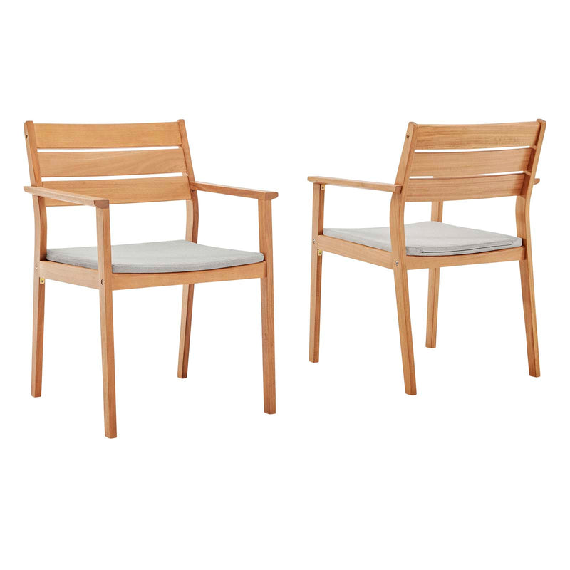 Viewscape Outdoor Patio Ash Wood Dining Armchair Set of 2 by Modway