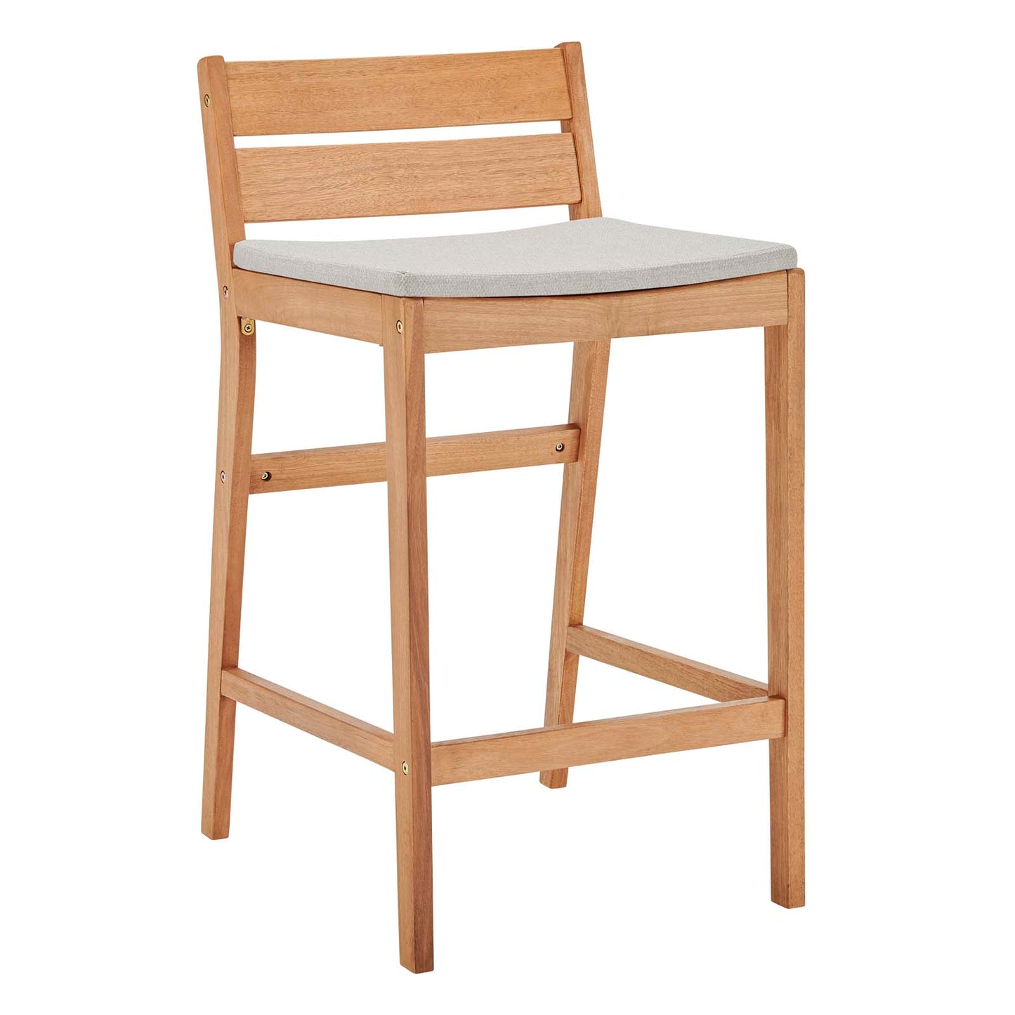 Riverlake Outdoor Patio Ash Wood Bar Stool Set of 2 in Natural Taupe by Modway