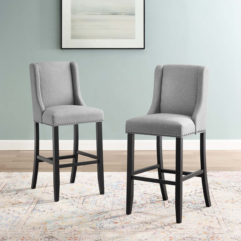 Baron Bar Stool Upholstered Fabric Set of 2 by Modway
