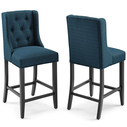 Baronet Counter Bar Stool Upholstered Fabric Set of 2 | Polyester by Modway