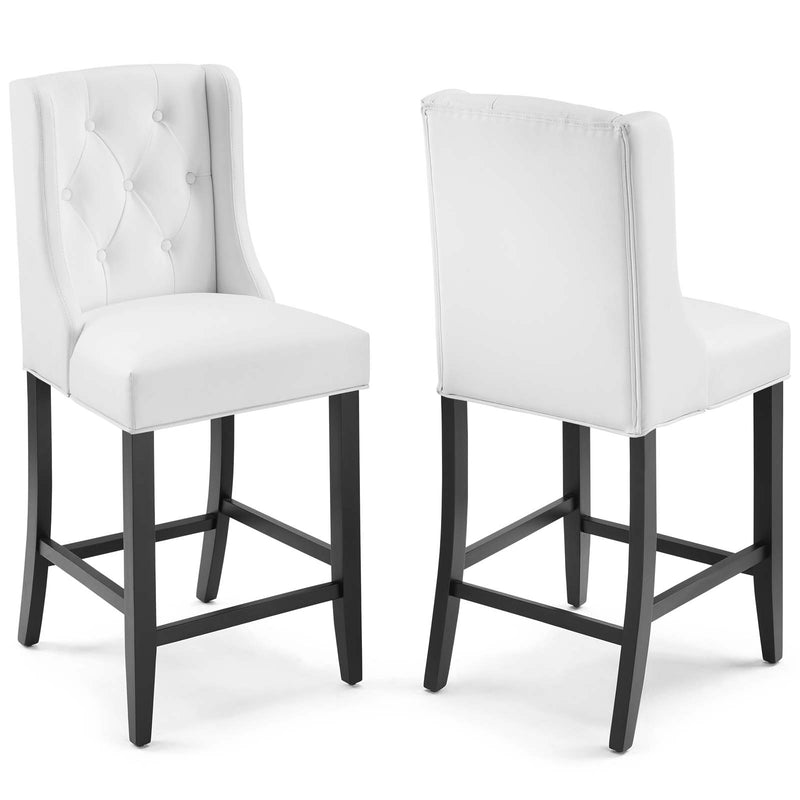 Baronet Counter Bar Stool Faux Leather Set of 2 White by Modway