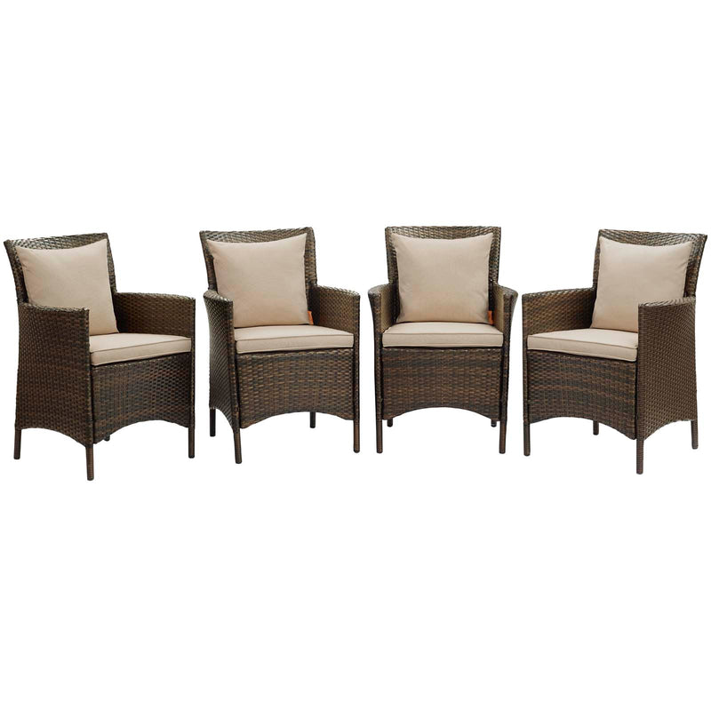 Conduit Outdoor Patio Wicker Rattan Dining Armchair Set of 4 by Modway