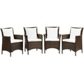 Conduit Outdoor Patio Wicker Rattan Dining Armchair Set of 4 by Modway