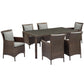 Conduit 7 Piece Outdoor Patio Wicker Rattan Dining Set by Modway