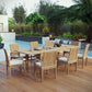 Marina 9 Piece Outdoor Patio Teak Dining Set Natural White by Modway
