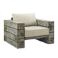 Manteo Rustic Coastal Outdoor Patio Sunbrella 4 Piece Set Light Gray Beige by Modway