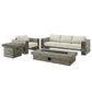 Manteo Rustic Coastal Outdoor Patio Sunbrella 4 Piece Set Light Gray Beige by Modway