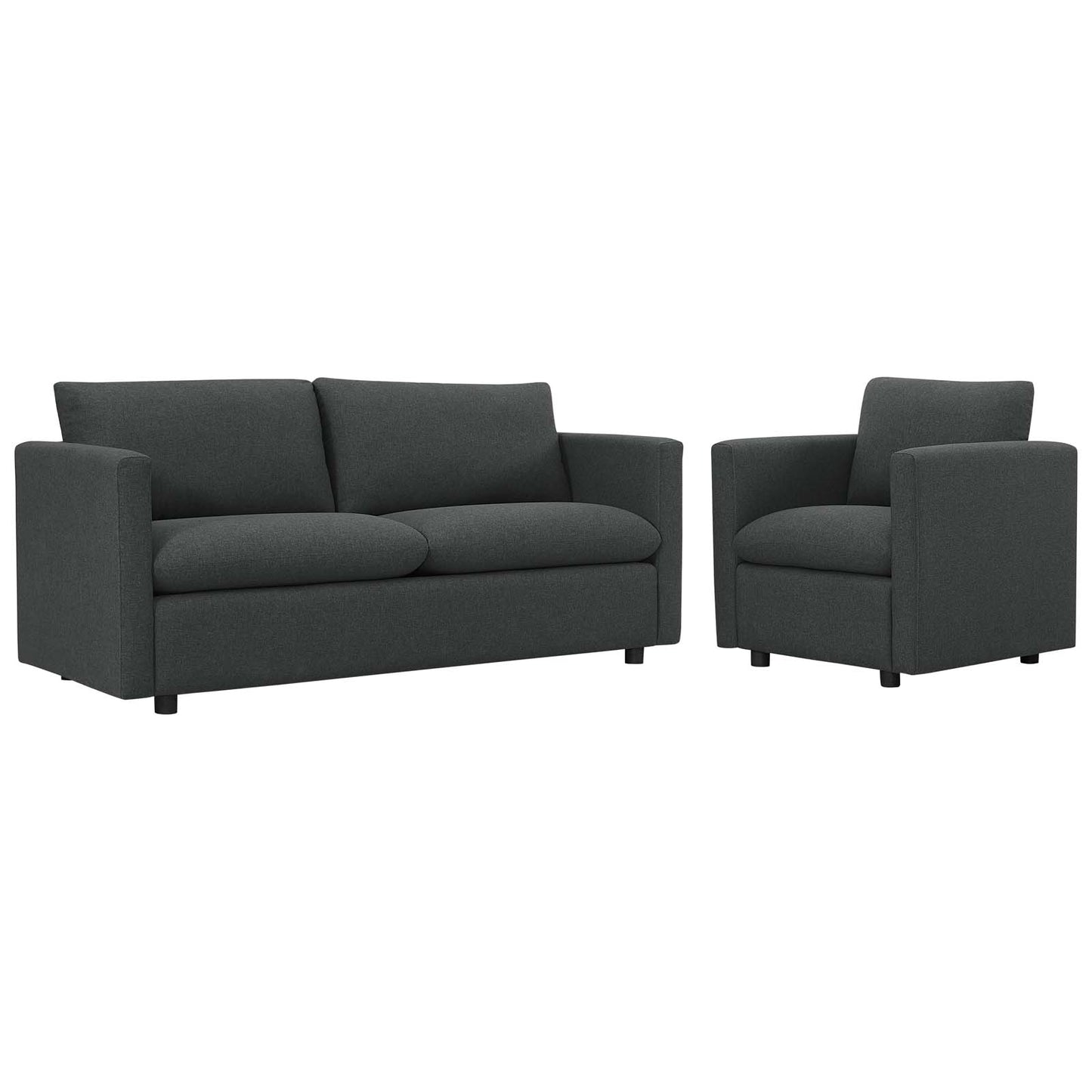 Activate Upholstered Fabric Sofa and Armchair Set Gray | Polyester by Modway