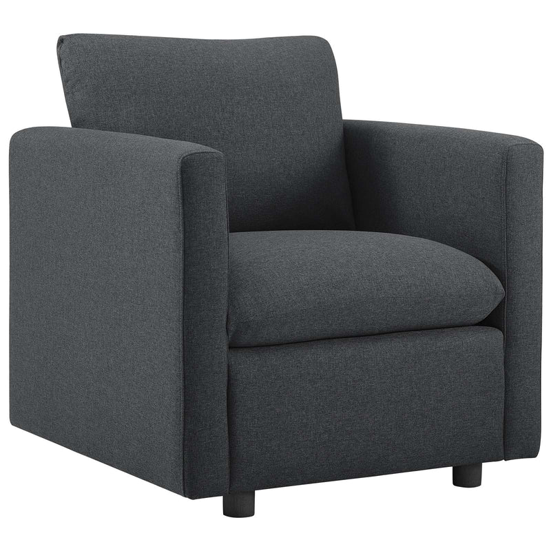Activate Upholstered Fabric Sofa and Armchair Set Gray | Polyester by Modway