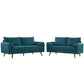 Revive Upholstered Fabric Sofa and Loveseat Set Azure by Modway