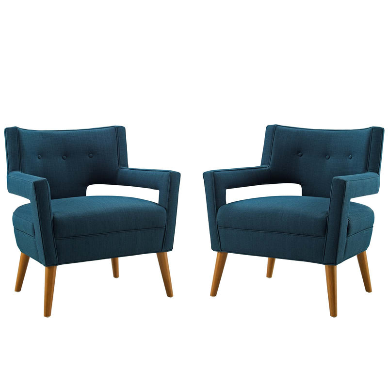 Sheer Upholstered Fabric Armchair Set of 2 | Polyester by Modway