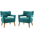 Sheer Upholstered Fabric Armchair Set of 2 | Polyester by Modway