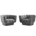 Entertain Vertical Channel Tufted Performance Velvet Armchair Set of 2 by Modway