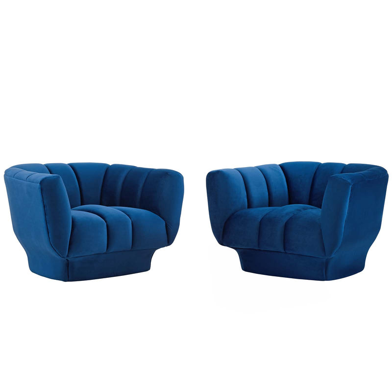 Entertain Vertical Channel Tufted Performance Velvet Armchair Set of 2 by Modway