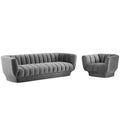 Entertain Vertical Channel Tufted Performance Velvet Sofa and Armchair Set by Modway
