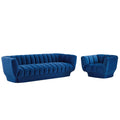 Entertain Vertical Channel Tufted Performance Velvet Sofa and Armchair Set by Modway