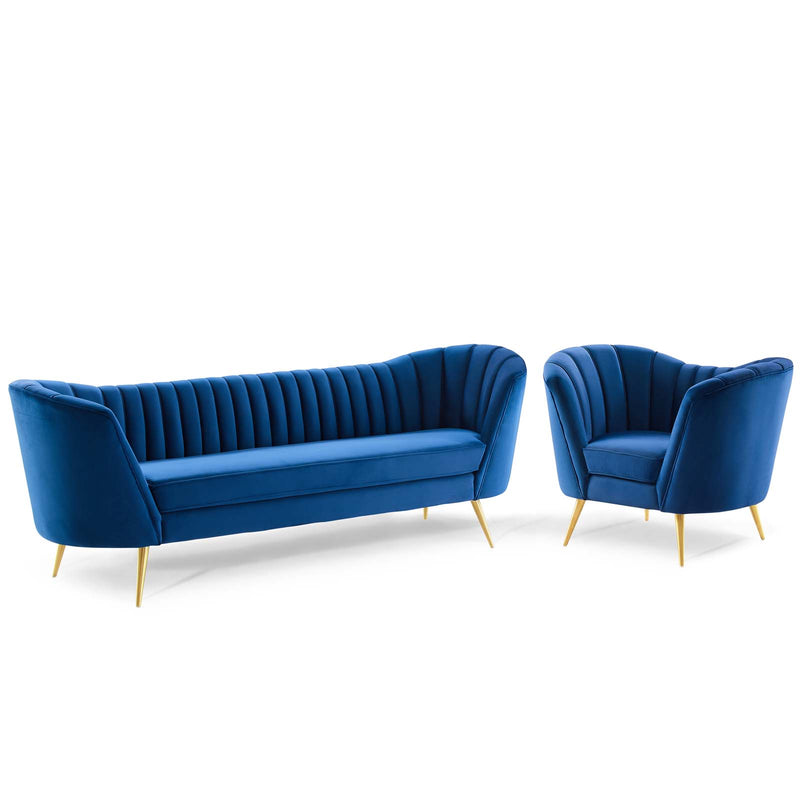 Opportunity Performance Velvet Sofa and Armchair Set by Modway