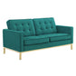 Loft Gold Stainless Steel Leg Performance Velvet Sofa and Loveseat Set by Modway