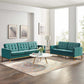 Loft Gold Stainless Steel Leg Performance Velvet Sofa and Loveseat Set by Modway