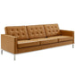Loft 3 Piece Tufted Upholstered Faux Leather Set Silver Tan by Modway