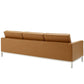 Loft 3 Piece Tufted Upholstered Faux Leather Set Silver Tan by Modway