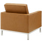 Loft 3 Piece Tufted Upholstered Faux Leather Set Silver Tan by Modway