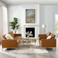 Loft 3 Piece Tufted Upholstered Faux Leather Set Silver Tan by Modway