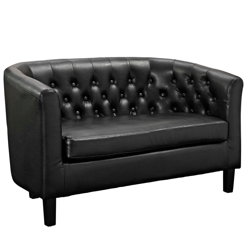 Prospect 3 Piece Upholstered Vinyl Set Black by Modway