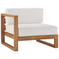 Upland Outdoor Patio Teak Wood Left-Arm Chair Natural White by Modway